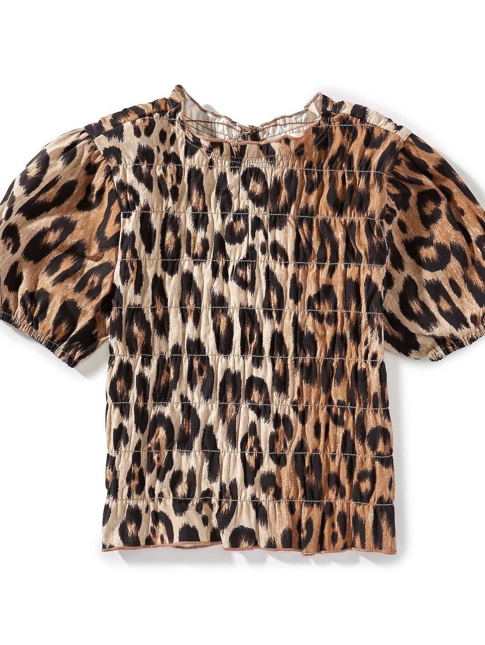 NWT GB Sydney Cheetah Print Scrunch Short Sleeve Top, Size 7